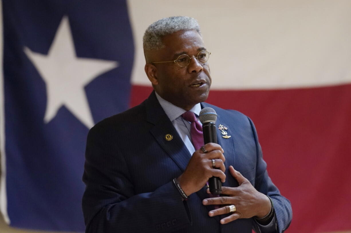 FILE - In this Wednesday, Sept. 22, 2021, file photo, Texas gubernatorial hopeful Allen West speaks at the Cameron County Conservatives anniversary celebration, in Harlingen, Texas. West, a candidate for the Republican nomination for governor of Texas, said Saturday, Oct. 9, 2021, that he has received monoclonal antibody injections after being diagnosed with COVID-19 pneumonia.