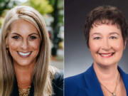 Leslie Lewallen, left, and Jennifer McDaniel are running for Camas City Council.