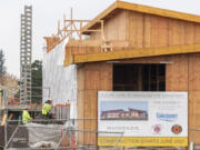 Workers from Portland-based Kirby Nagelhout Construction are in the process of framing and weatherproofing the Vancouver Fire Department's future Fire Station 11.