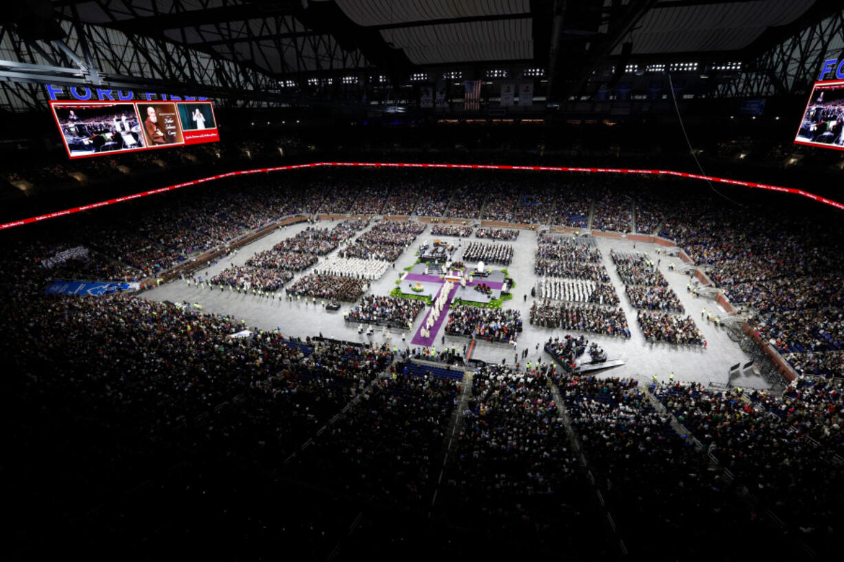 The service for the beatification of the Rev. Solanus Casey begins at Ford Field in Detroit on Saturday, Nov. 17, 2017.