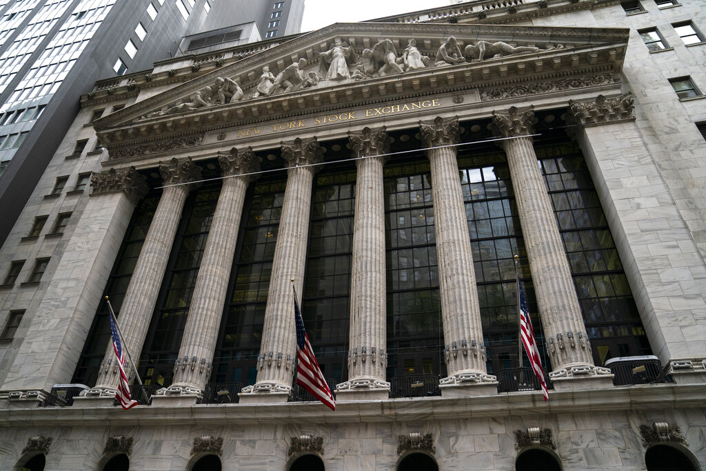 FLE - The New York Stock Exchange operates during normal business hours in the Financial District, Wednesday, Oct. 13, 2021, in New York.  Stocks edged mostly higher on Wall Street Monday, Nov. 15,  as the market comes off its first weekly loss in six weeks.