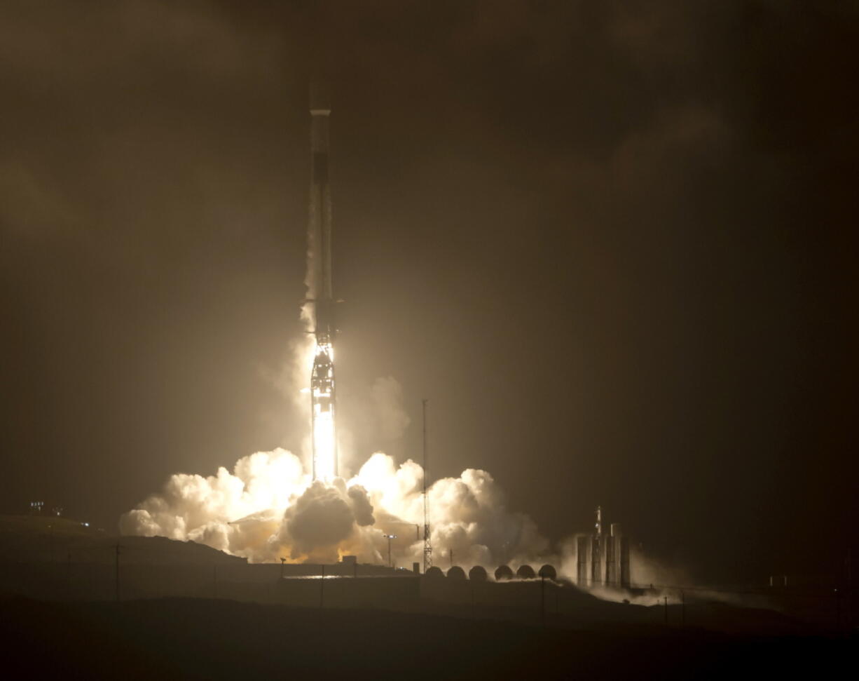 The SpaceX Falcon 9 rocket launches with the Double Asteroid Redirection Test, or DART, spacecraft onboard, Tuesday, Nov. 23, 2021, Pacific time (Nov. 24 Eastern time) from Space Launch Complex 4E, at Vandenberg Space Force Base in Calif. NASA launched the spacecraft on a mission to smash into an asteroid and test whether it would be possible to knock a speeding space rock off course if one were to threaten Earth.