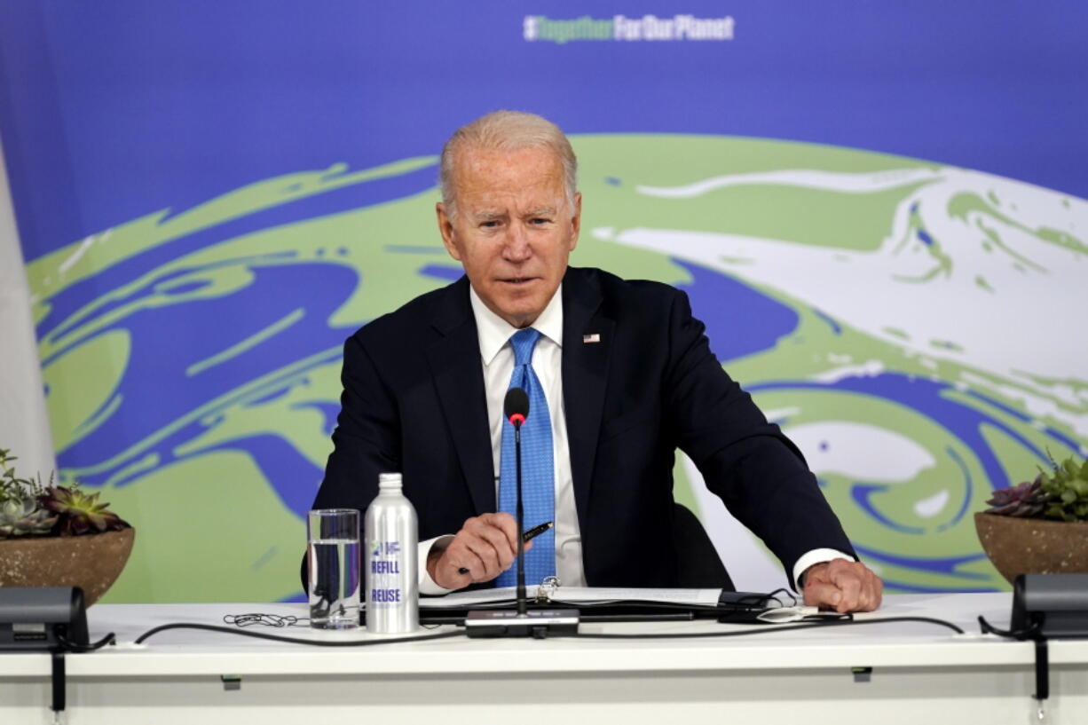 President Joe Biden speaks during a meeting on the "Build Back Better World" initiative at the COP26 U.N. Climate Summit, Tuesday, Nov. 2, 2021, in Glasgow, Scotland.