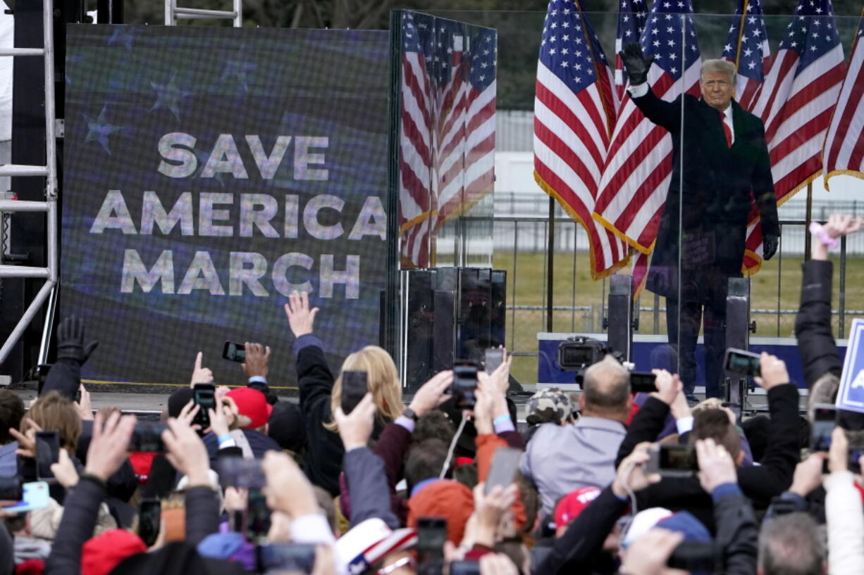 FILE - President Donald Trump arrives to speak at a rally in Washington on Jan. 6, 2021. A federal judge is questioning Donald Trump's efforts to withhold documents from Congress related to the Jan. 6 attack on the Capitol. Judge Tanya Chutkan was skeptical Thursday, Nov. 4, of attorneys for the former president who asked her to block the handover of documents to a House committee.