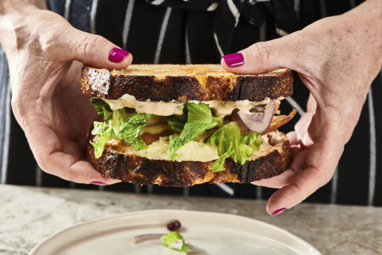 This image shows a turkey sandwich, an option for Thanksgiving leftovers. (Cheyenne M. Cohen via AP) (Cheyenne M.