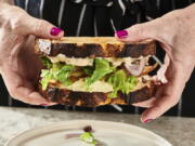 This image shows a turkey sandwich, an option for Thanksgiving leftovers. (Cheyenne M. Cohen via AP) (Cheyenne M.