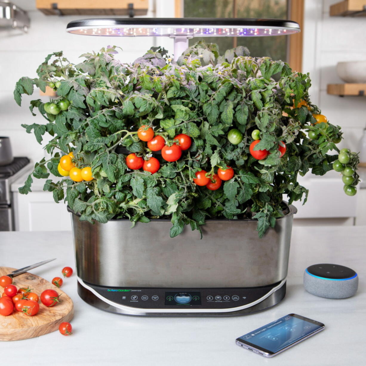 AeroGarden's indoor growing systems, the AeroGarden Bounty Elite. High-tech growing systems are bringing the joy of gardening even to those without light, know-how or outdoor space.