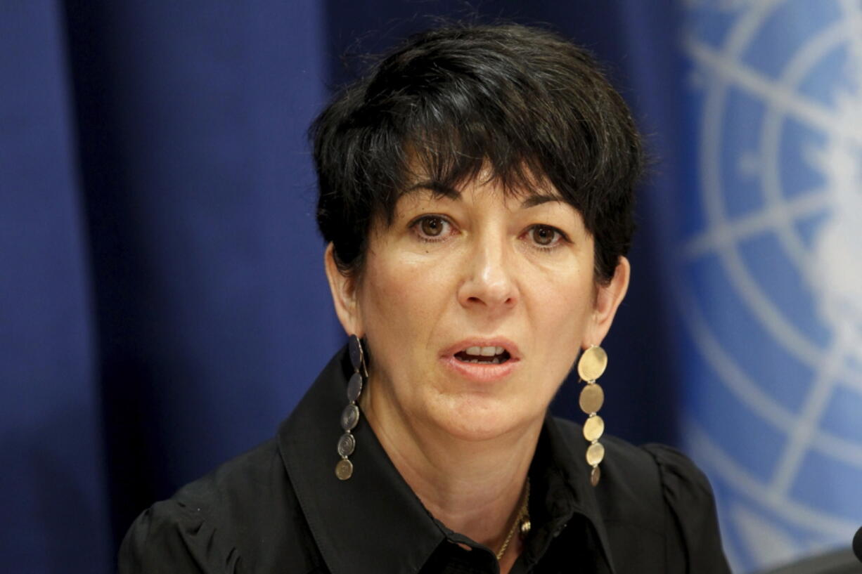 FILE -- In this June 25, 2013 file photo, Ghislaine Maxwell, founder of the TerraMar Project, attends a press conference on the Issue of Oceans in Sustainable Development Goals, at United Nations headquarters. Despite his suicide, disgraced financier Jeffrey Epstein will still be put on trial in a sense in the coming weeks by a proxy: his former girlfriend, Ghislaine Maxwell. The 59-year-old Maxwell is to go before a federal jury in Manhattan later this month on charges she groomed underage victims to have unwanted sex with Epstein.