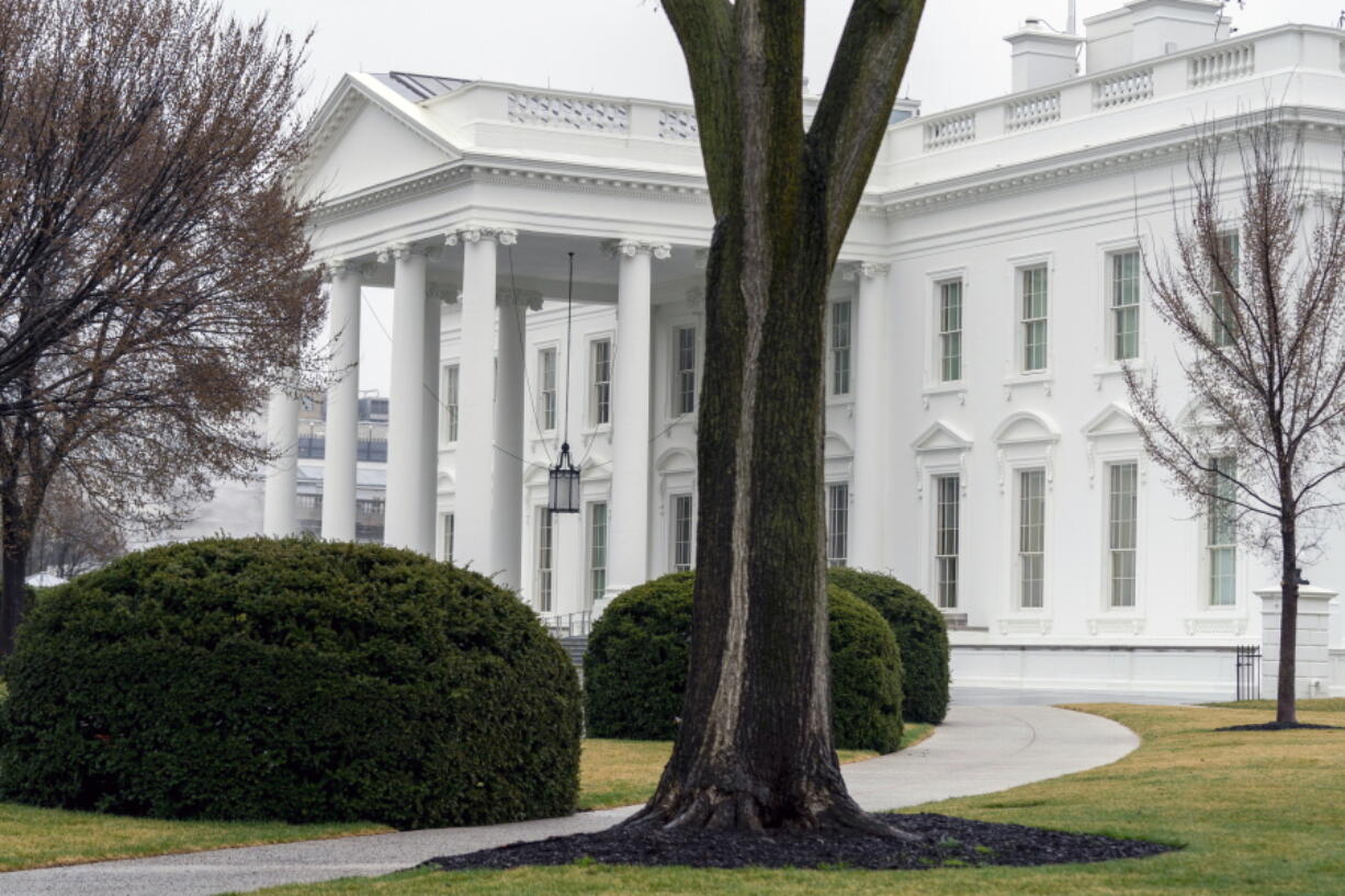 FILE - The White House is shown in Washington on March 18, 2021. The Biden administration is rolling out a new initiative aimed at reducing suicides by gun and combating the significant increases in suicides by members of the military and veterans. The White House is announcing the new plan Tuesday.