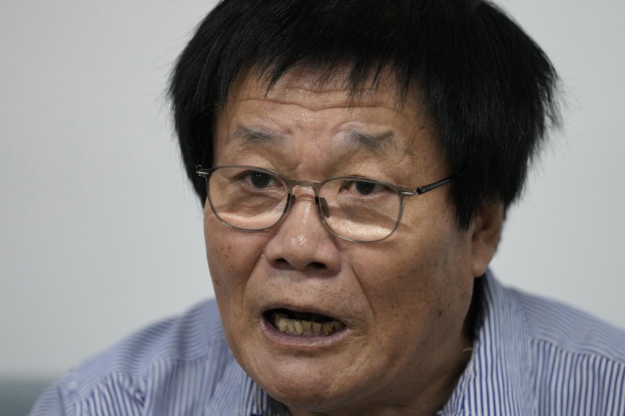 Kim Yong-hwa, a North Korean defector-turned-activist, speaks during an interview in Seoul, South Korea, on Sept. 13, 2021. South Korea has rejected refugee status for ethnic Chinese people who have been "stateless" since they fled North Korea years ago, two of the applicants and an activists' group said Wednesday.