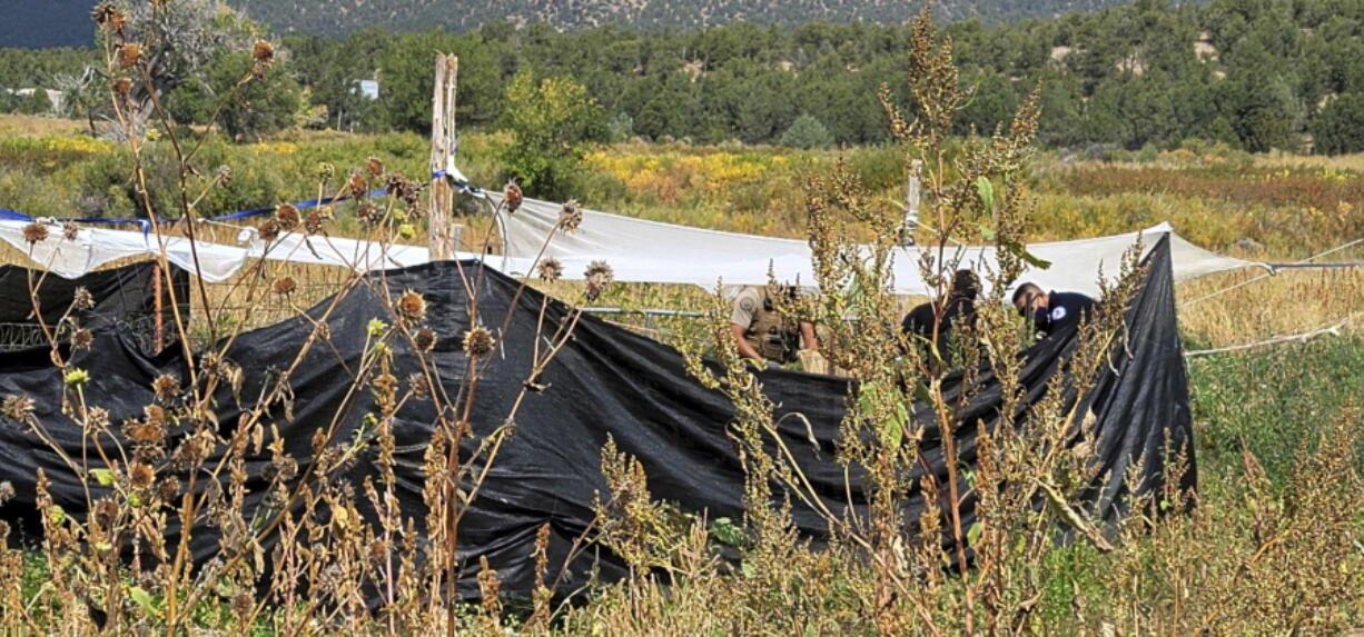 Law enforcement officers with the Bureau of Indian Affairs inspect a cannabis garden Sept. 29 at Picuris Pueblo, N.M. A federal raid on a household marijuana garden on tribal land in northern New Mexico at Picuris Pueblo is sowing uncertainty and some resentment about U.S. drug enforcement priorities on Native American reservations.