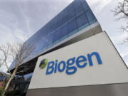 FILE - The Biogen Inc., headquarters is shown March 11, 2020, in Cambridge, Mass. Medicare's "Part B" outpatient premium will jump by $21.60 next year, one of the largest increases ever. Medicare officials told reporters on Friday, Nov. 12, 2021, that about half the increase is attributable to contingency planning if the program has to cover Aduhelm, a new $56,000-a-year medication for Alzheimer's disease made by Biogen.