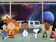 This image released by Apple TV+ shows a scene from "Snoopy in Space." (Apple TV+ via AP-- (Peanuts Worldwide)