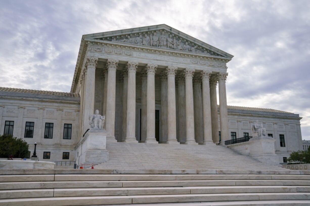 The Supreme Court is seen on the first day of the new term, in Washington, Monday, Oct. 4, 2021. (AP Photo/J.