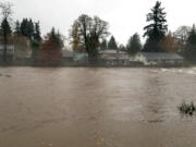 The Washougal River was running high Friday morning while all of Clark County is under a Flood Watch.