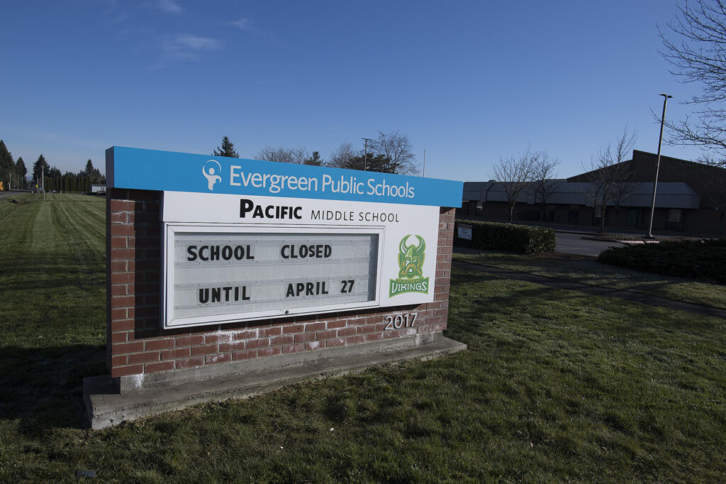 The sign at Pacific Middle School in east Vancouver on March 17, 2020.