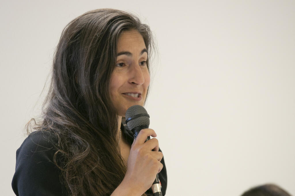 Kim Harless speaks during a candidate forum at Trinity Baptist Church in Vancouver on Tuesday, June 22, 2021.