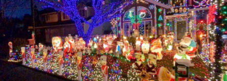 Brant Buchanan and his dad, Brad Buchanan, decorate 15309 N.E. 7th St. in Vancouver with 100,000 lights.