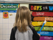 Students learn the days of the week at Jack and Jill Daycare. If passed, the child care plan in the Build Back Better Act would make care more accessible and affordable through subsidies.