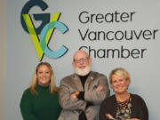 From left: Janet Kenefsky, vice president of membership and operations at the Greater Vancouver Chamber; John McDonagh, president and chief executive officer at the chamber; and Tamara Fuller, chair of the board at the chamber, talk about the area's robust economy, along with problems facing local businesses.