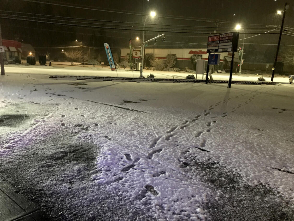 Police followed footprints in the snow from a burglary Tuesday at the 7 Market in Camas and found two teenagers they believe are responsible.