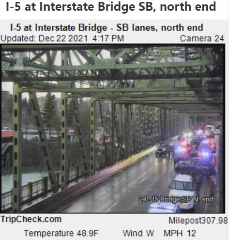 A police pursuit had blocked the southbound lanes  Interstate 5 bridge.