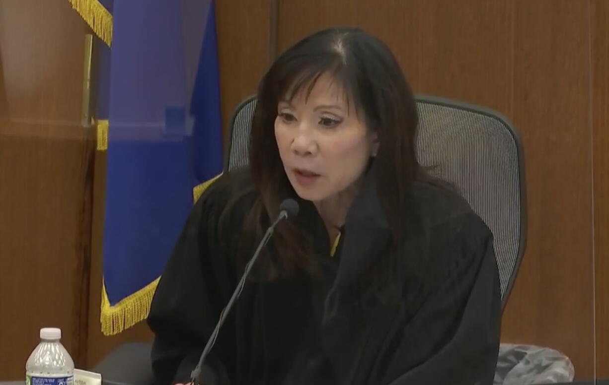 In this screen grab from video, Hennepin County Judge Regina Chu presides over jury selection Wednesday, Dec. 1, 2021, in the trial of former Brooklyn Center police Officer Kim Potter in the April 11, 2021, death of Daunte Wright, at the Hennepin County Courthouse in Minneapolis, Minn.