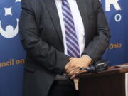 Romin Iqbal of the Council on American-Islamic Relations speaks during a news conference at CAIR-Columbus headquarters in Dublin, Ohio on July 26, 2018. An Ohio chapter of the nation's largest Muslim civil liberties and advocacy organization has fired Romin Iqbal for ethical and professional breaches that it says include a yearslong secret association with a group that has promoted anti-Muslim views.