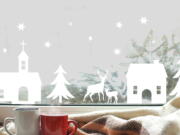 Tempaper' Christmas Village decals can be attached to any smooth surface and they remove easily with no residue.