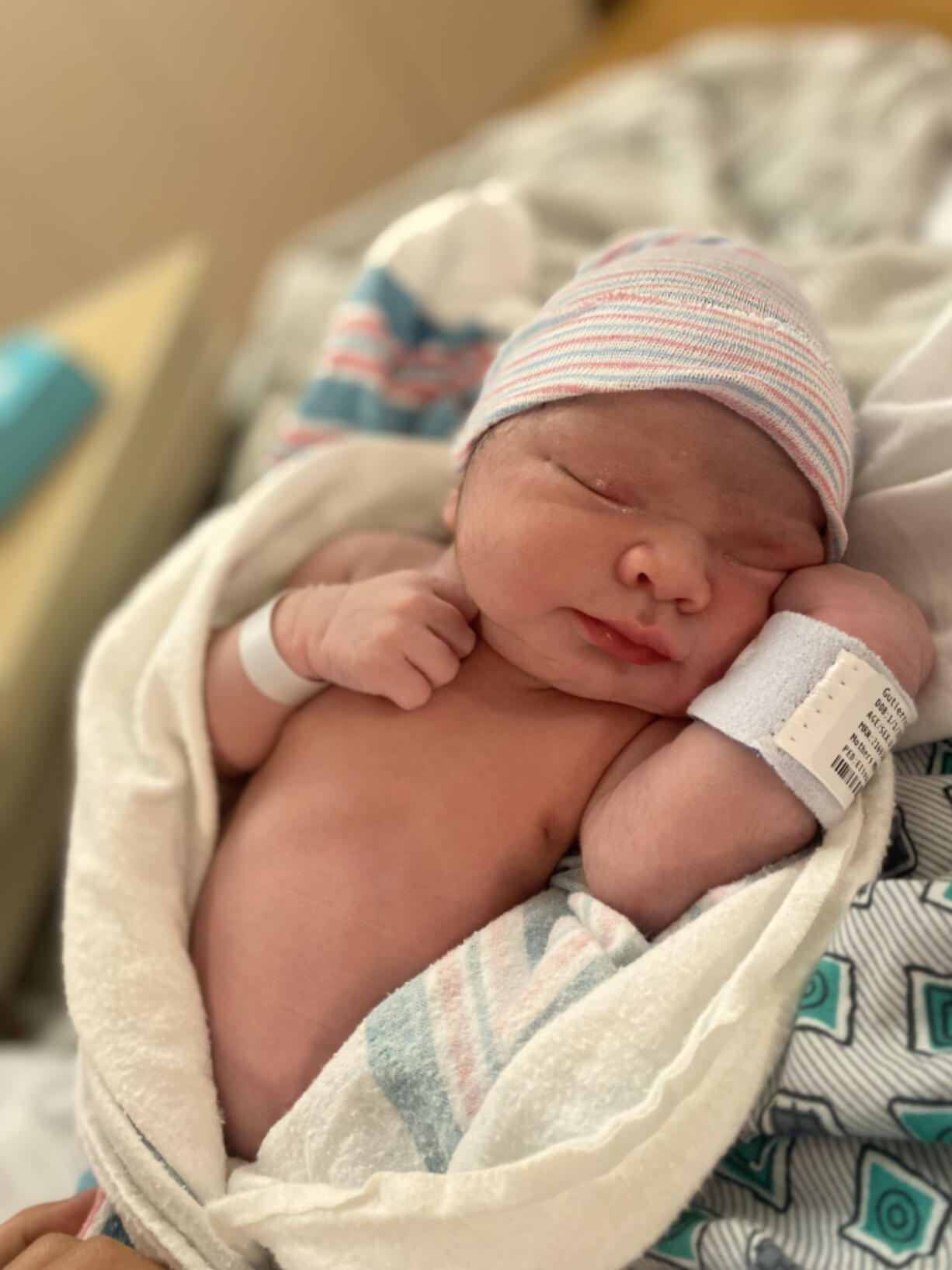 Liam Antonio Gutierrez was born at 9:42 a.m. Saturday at PeaceHealth Southwest Medical Center. He wasn't due until Jan. 10 but made a surprise early appearance.