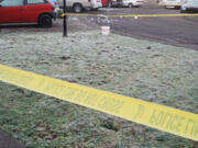 Police tape blocks off the area where Vancouver police officers fatally shot a man they say was armed with a knife Jan. 9. The shooting was at the Sky Ridge Estates mobile home park in Vancouver's North Image neighborhood.