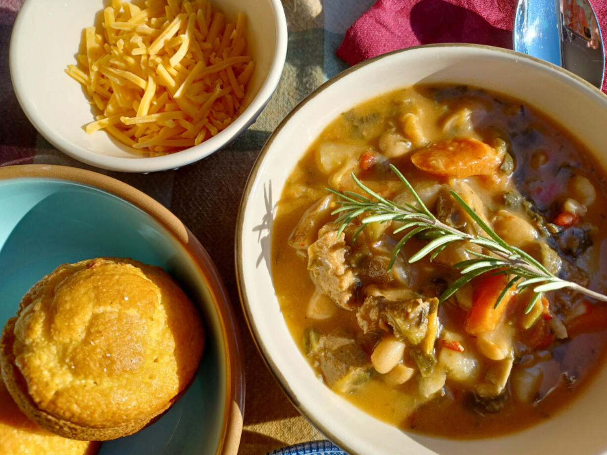 A steaming bowl of Winter Wonder Soup is just the ticket on a cold winter's day. I served mine with warm cornbread and grated cheddar cheese.