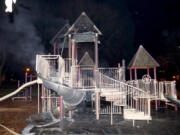 The playground structure at Esther Short Park in downtown Vancouver has closed indefinitely after a fire destroyed it early Monday morning. The Vancouver Fire-Arson Team is investigating.