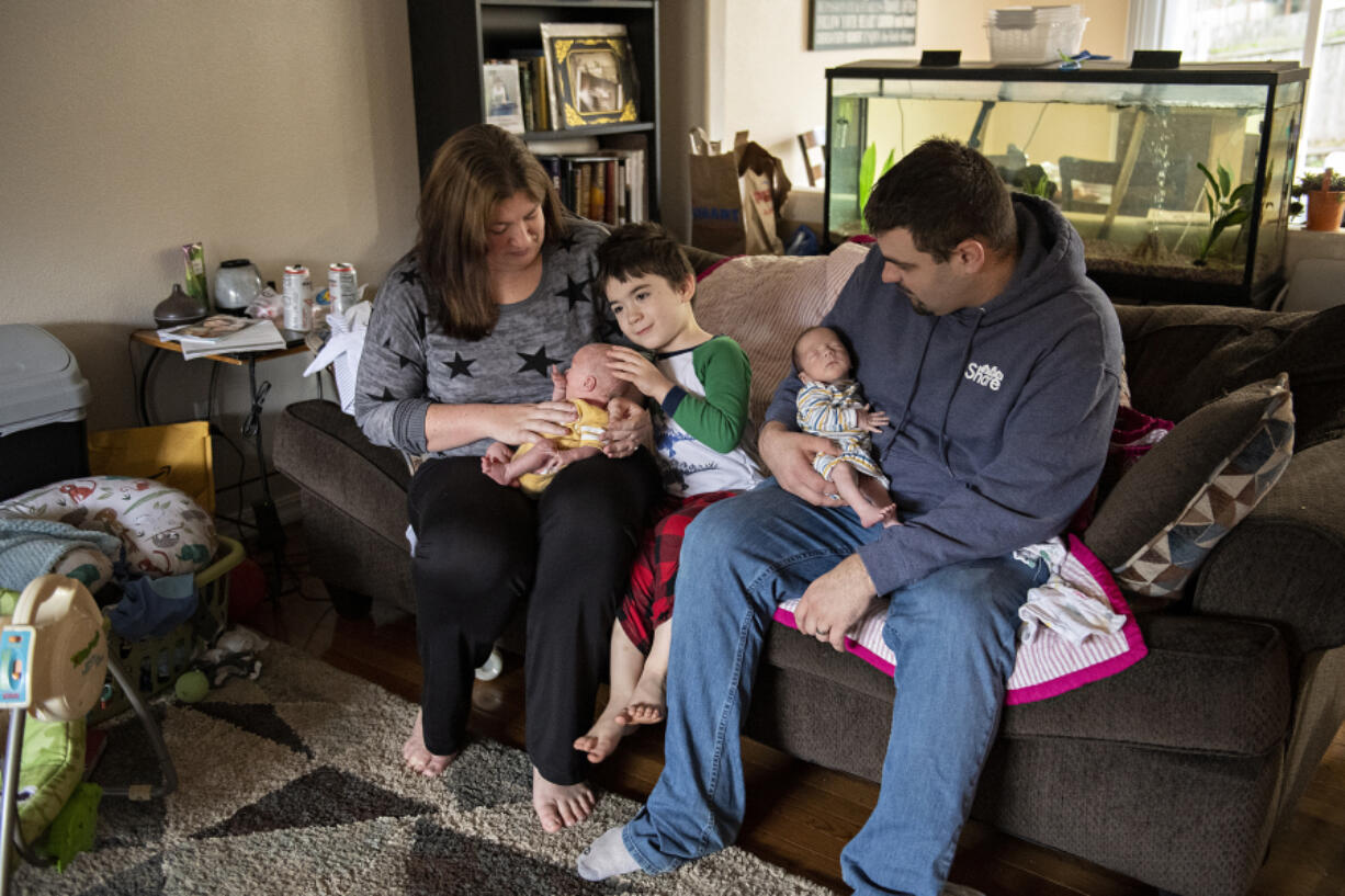 Jessica Jackson used to work in Oregon, but now can work at home in Vancouver, using the income tax savings to help pay for day care for her son, Colin, 4. She and her husband, David, just welcomed twins Landon and Levi.