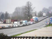 Southbound traffic on Interstate-5 is open through Lewis County, however, northbound traffic was shutdown on the morning, Friday, Jan. 7, 2022, due to floodwaters covering parts of the road near Chehalis, Wash.