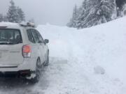 Snow is causing challenges for drivers heading into the Gorge on Highway 14.