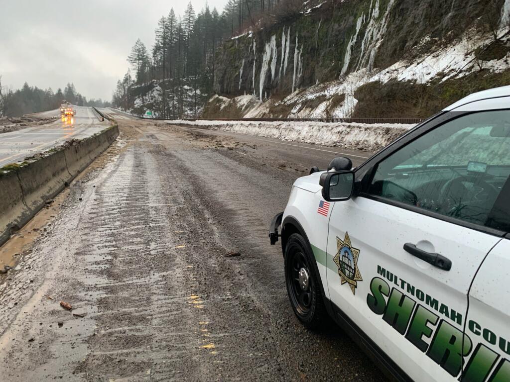 A landslide closed Interstate 84 between Troutdate and Hood River in both directions on Thursday.