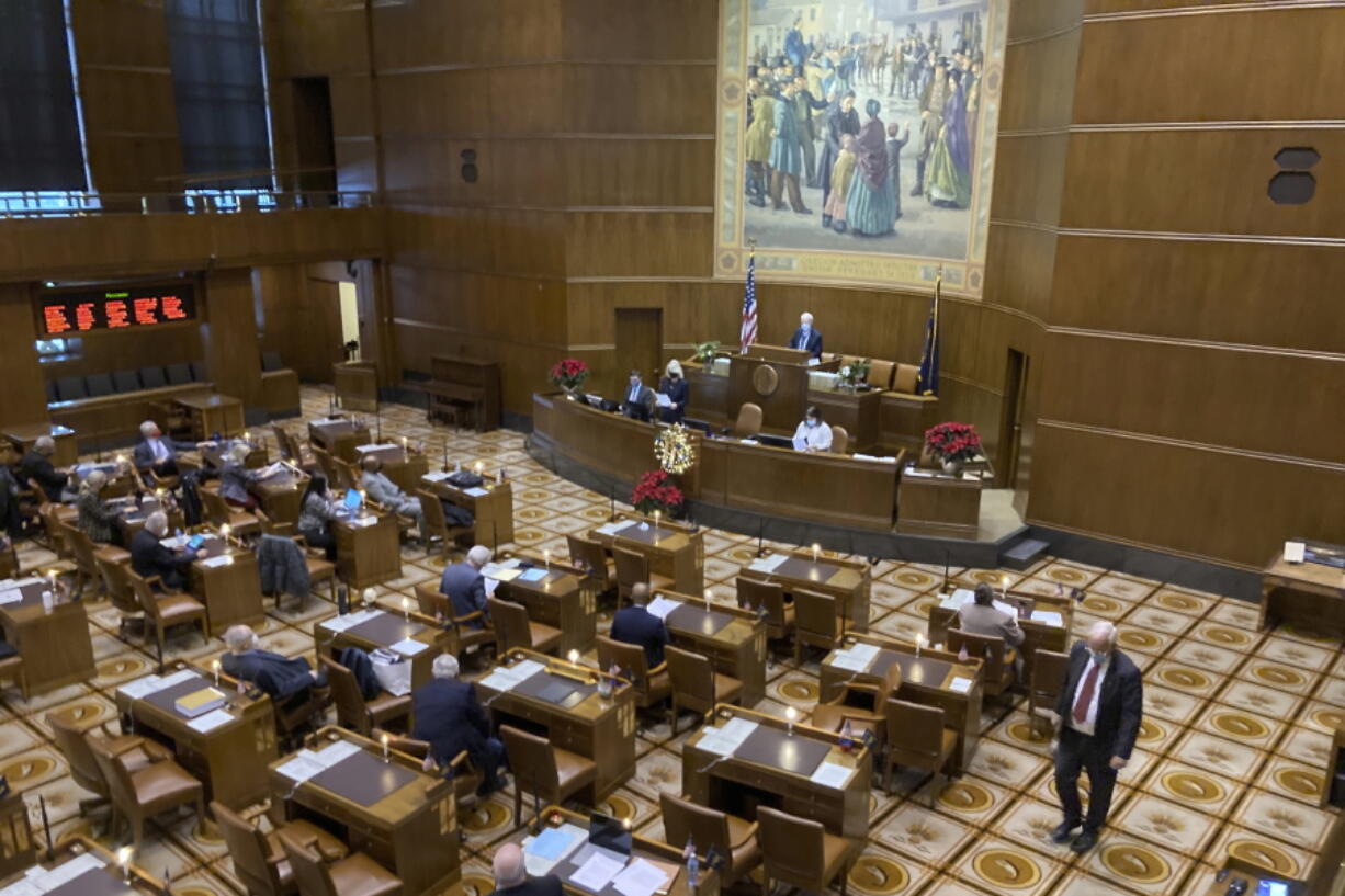 Members of the Oregon Senate meet Dec. 13 during a special session of the Legislature, in Salem, Ore. As lawmakers prepare to return to the Capitol next week for the 35-day legislative session, Republicans and Democrats have differing opinions on what that time should be used for.