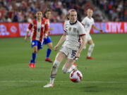 United States midfielder Rose Lavelle (16) signed a two-year deal to play for the National Women's Soccer League OL Reign in Seattle. The deal was announced on Wednesday, Jan. 26, 2022.