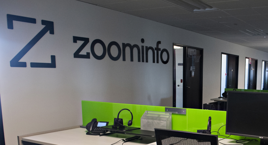 Deserted desks are seen at ZoomInfo in downtown Vancouver as people are working from home during the pandemic, as seen on Wednesday morning, March 17, 2021.