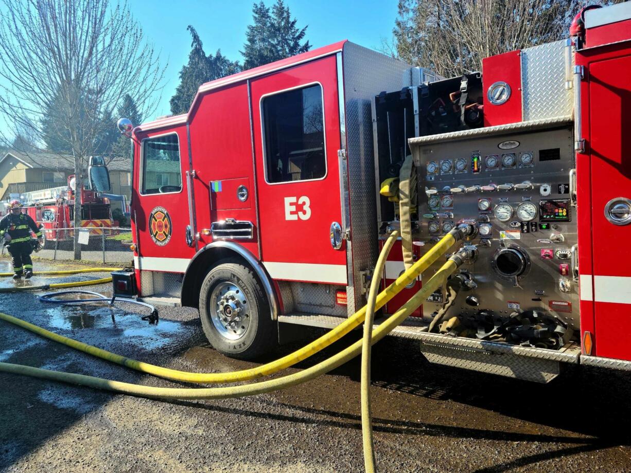 Vancouver firefighters respond to a two-alarm apartment fire in central Vancouver’s Maplewood neighborhood. No one was injured, but five people were displaced.