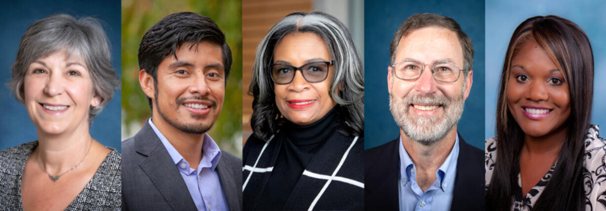 Clark College trustees, from left: Jeanne Bennett, chair; Cristhian Canseco Juarez; Denise Gideon; Paul Speer, vice chair; Rekah Strong.