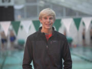 Hockinson junior Parker Dangleis poses for a portrait at a practice at LaCamas Swim and Sport (Tim Martinez/The Columbian)