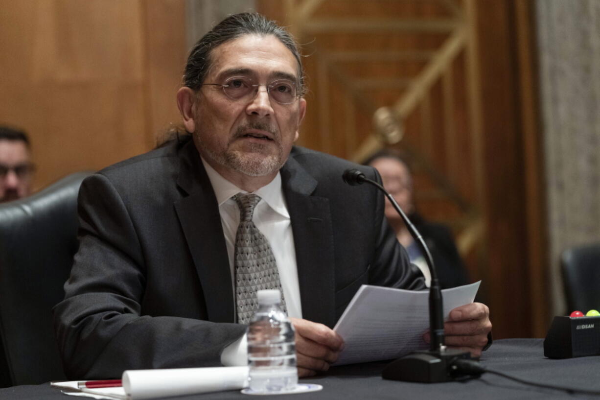 FILE - Census Bureau Director nominee Robert Santos, testifies before the Senate Homeland Security and Governmental Affairs committee, Thursday, July 15, 2021, on Capitol Hill in Washington.  Santos said Monday, Feb. 21, 2022,  that he has gone on a listening tour with stakeholders and the agency is making permanent community outreach efforts in an effort to restore any trust that was lost following attempts by the Trump administration to politicize the nation's head count.