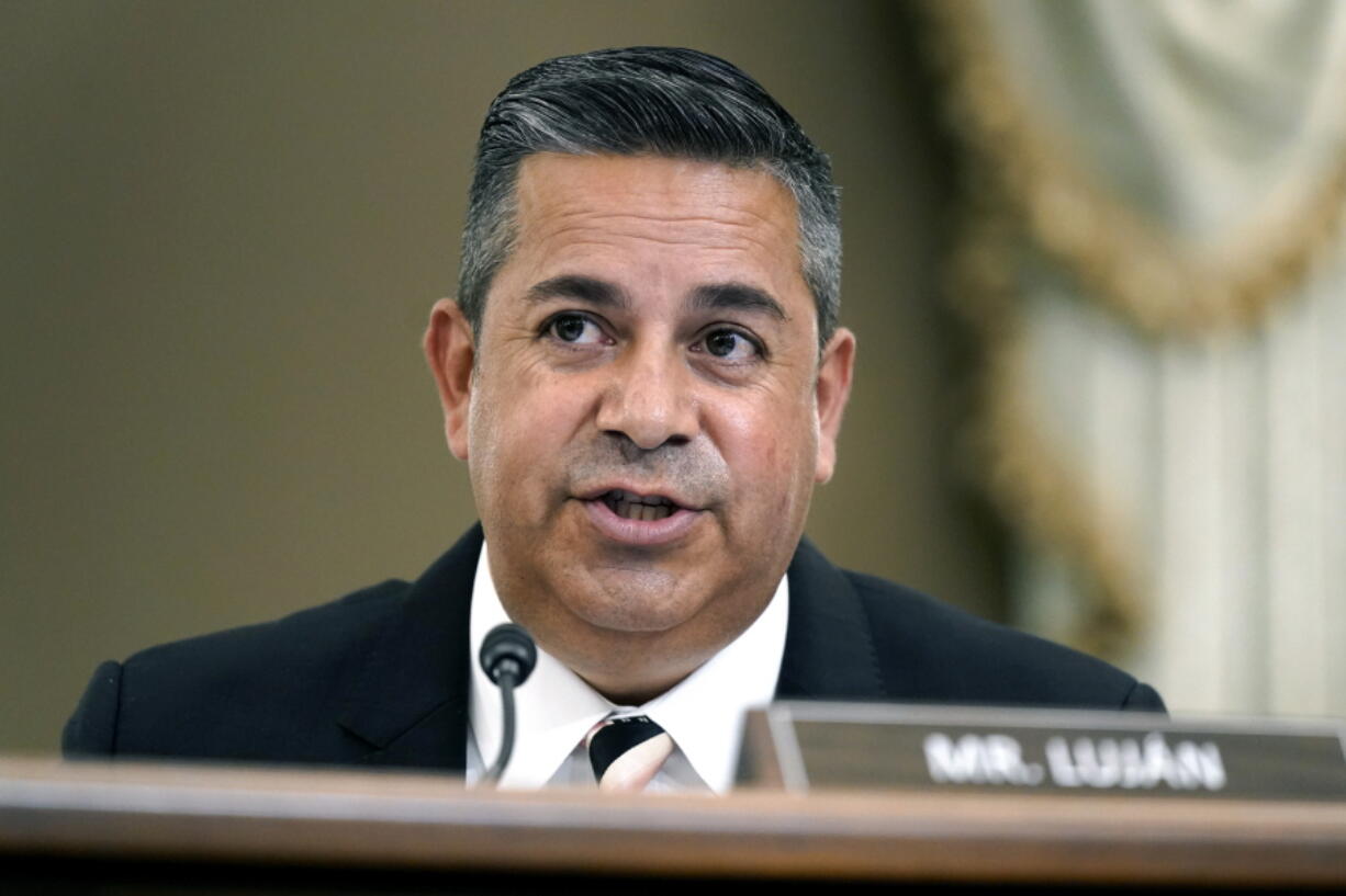 FILE - Sen. Sen. Ben Ray Lujan, D-N.M., speaks during a Senate Commerce, Science and Transportation Subcommittee on Consumer Protection, Product Safety and Data Security hearing on children's online safety and mental health, Sept. 30, 2021, on Capitol Hill in Washington. Democrats control the 50-50 Senate because of Vice President Kamala Harris' tie-breaking vote. With Luj?n's stroke, his party is outnumbered and can't approve bills or nominations without Republican support. Luj?n is 49 and Democrats say they expect him back in four to six weeks.