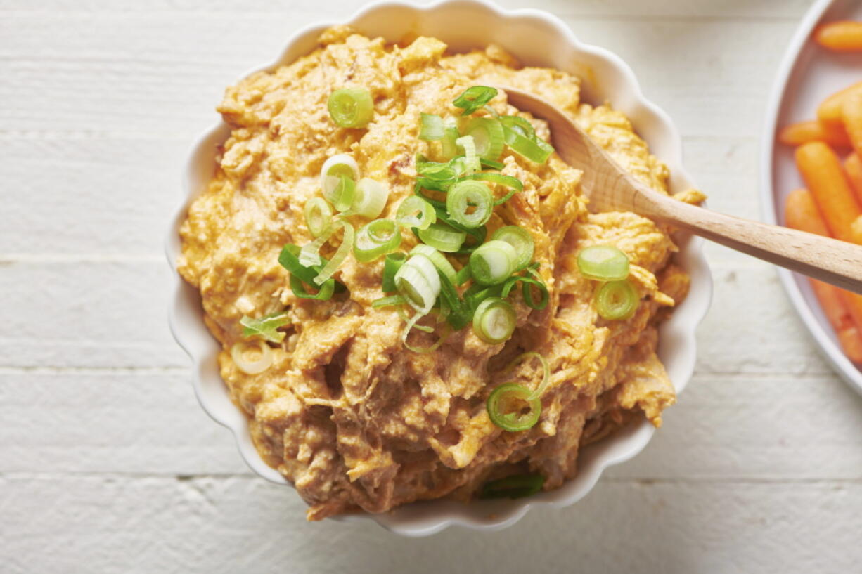 A recipe for Instant Pot Buffalo Chicken Dip is displayed in New York.