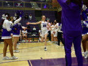 Heritage senior Paige Kirby is introduced before a game against Skyview Tuesday, Jan. 4, 2022, at Heritage High School.