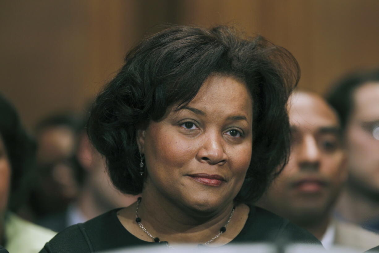 FILE - Judge J. Michelle Childs listens during her nomination hearing before the Senate Judiciary Committee on Capitol Hill in Washington, on April 16, 2010.