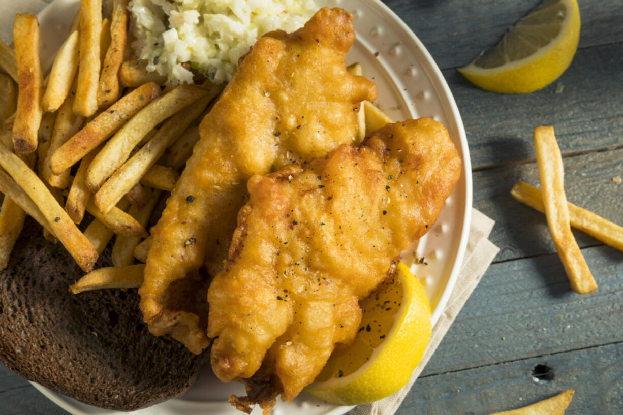 Battered fish with fries is a popular menu item at Friday night fish fries during Lent.