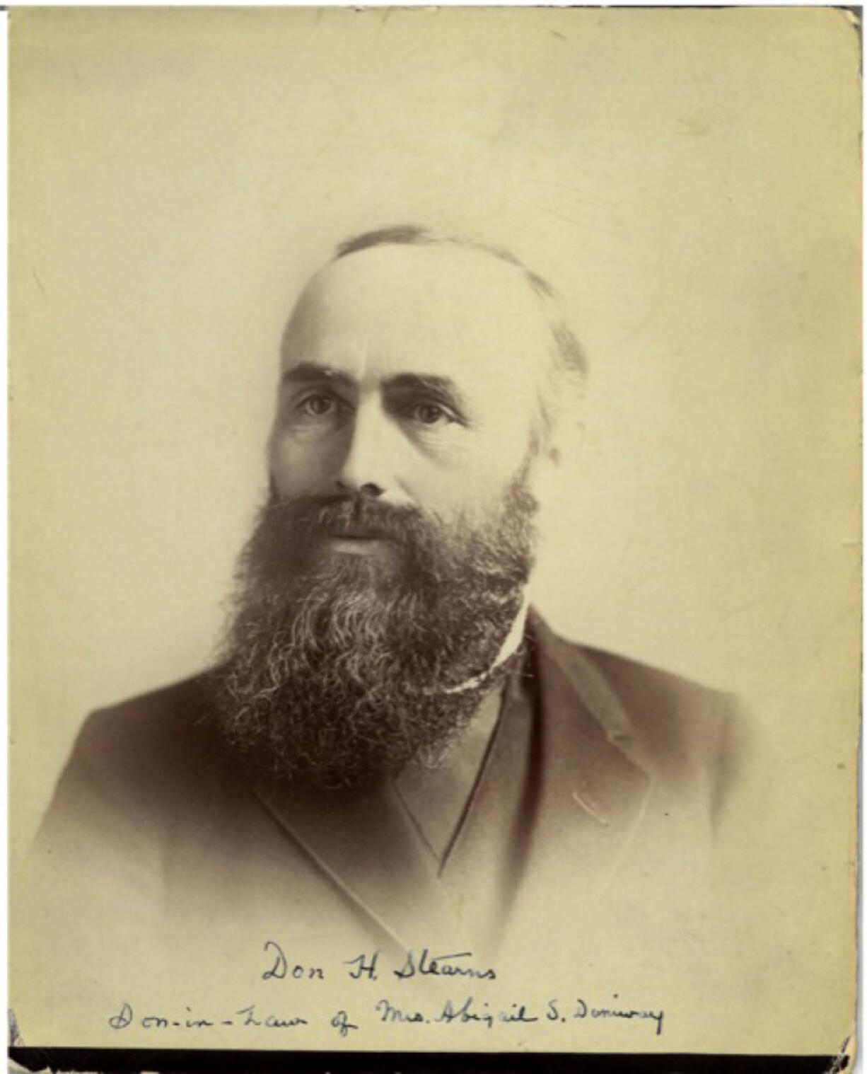 Doran H. Stearns (1841-1904) was a Civil War sniper and prisoner of war at Andersonville in Georgia. He later became a Portland newspaperman and owned and edited the Bee, a Republican newspaper, for several years. When the Bee failed, he went to work for Henry Pittock, managed the La Camas Colony Co., promoted Clark County and prunes.